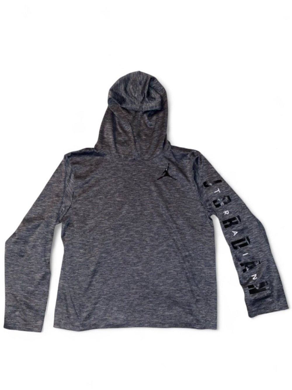 Jordan Heather Charcoal Hooded Pullover with Sleeve Logo